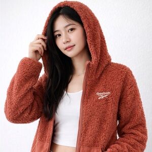 Reebok Women's Rust Sherpa Zip Hoodie Jacket